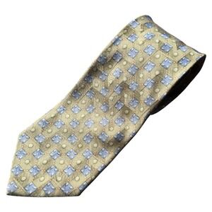 Ermenegildo Zegna Men's Necktie‎ Olive Green Blue Patterned Silk Designer